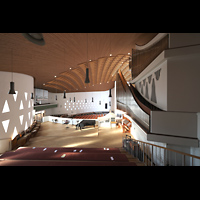 Hamburg, Hauptkirche St. Nikolai, Seitlicher Blick von der Hauptorgelempore in die Kirche und zum Chorwerk (li.)