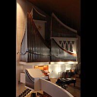 Hamburg, Hauptkirche St. Nikolai, Blick von der rckseitigen Empore / Chorwerk zur Hauptorgel