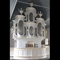 Krummhrn, Reformierte Kirche, Seitl. Blick von der gegenberliegenden Empore zur Orgel