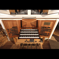 Schleswig, Dom St. Petri, Hauptorgelspieltisch von oben