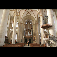 Münster, St. Lamberti, Innenraum / Hauptschiff in Richtung Orgel
