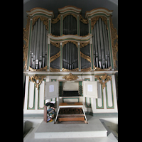 Berlin, Kirche zur Frohen Botschaft Karlshorst, Orgel und Spieltisch