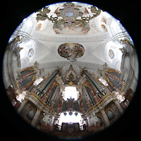 Weingarten, Basilika  St. Martin, Gabler-Orgel und Deckengewölbe