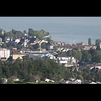 Vevey, Notre-Dame, Blick vom Hotel du Lman (Jogny) auf Vevey und Notre Dame