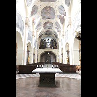 Praha (Prag), Strahov Klter Bazilika Nanebevzet Panny Marie (Klosterkirche), Innenraum in Richtung Hauptorgel