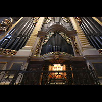 Freiberg, Dom St. Marien, Groe Silbermann-Orgel mit Spieltisch perspektivisch
