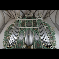 Grlitz, St. Peter und Paul (Sonnenorgel), Orgelprospekt von einer Hebebhne aus fotografiert