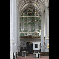 Grlitz, St. Peter und Paul (Sonnenorgel), Innenraum in Richtung Orgel