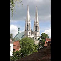 Grlitz, St. Peter und Paul (Sonnenorgel), Blick vom Nikolaiberg zur Peterskirche