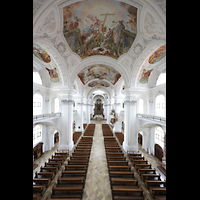 Weingarten, Basilika  St. Martin, Blick von der Orgelempore in die Baslika