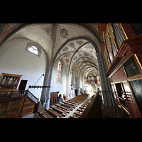 Lausanne, Saint-François, Blick von der spanischen Orgelempore auf die beiden anderen Orgeln