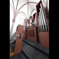 Mnchengladbach, Citykirche, Orgel mit Spieltisch und Regalwerk seitlich
