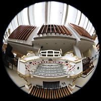 Berlin, Musikinstrumenten-Museum, Wurlitzer-Orgel mit Spieltisch