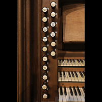 Berlin, Musikinstrumenten-Museum, Gray-Orgel - Linke Registerstaffel