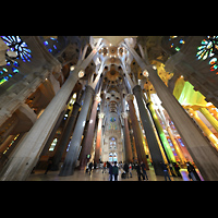 Barcelona, La Sagrada Familia, Querhaus und Vierung in Richtung nordöstliches Portal