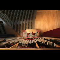 Las Palmas (Gran Canaria), Auditorio Alfredo Kraus, Blick vom Dach der Orgel nach unten auf die Chamaden