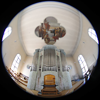 Welschensteinach, St. Peter und Paul, Orgel mit Blick aufs Deckengemälde