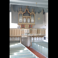 Krummhörn, Reformierte Kirche, Blick von der Kanzel zur Orgel