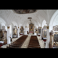 Weilheim i.OB., Stadtpfarrkirche Mari Himmelfahrt, Blick von der Orgelempore in die Kirche