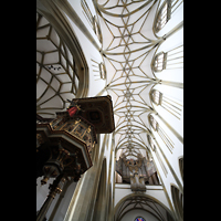 Augsburg, St. Ulrich und Afra, Kanzel mit Blick ins Deckengewölbe