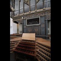 Augsburg, St. Ulrich und Afra, Spieltisch und Orgel