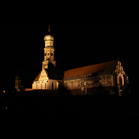Augsburg, St. Ulrich und Afra, Außenansicht bei Nacht