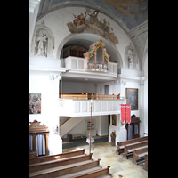 Seehausen am Staffelsee, St. Michael, Rückwand mit Sänger- und Orgelempore