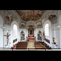Seehausen am Staffelsee, St. Michael, Blick von der Orgelempore in die Kirche