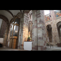Speyer, Kaiser- und Mariendom, Blick zum Rücken der Chororgel und in den südlichen Chorraum