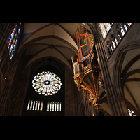 Strasbourg (Straburg), Cathdrale Notre-Dame, Silbermann-Orgel und groe Rosette an der Westwand