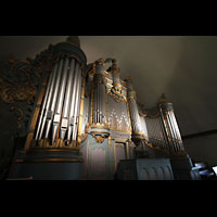 Trondheim, Vr Frue Kirke (Liebfrauenkirche) / Bymision, Orgel mit Spieltisch seitklich