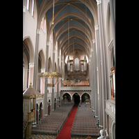 Wiesbaden, Marktkirche, Innenraum / Hauptschiff in Richtung Orgel