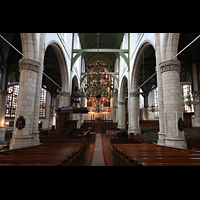 Langhaus mit Kanzel und Blick zur Hauptorgel Gouda, Sint Janskerk - Grote Kerk, Langhaus mit Kanzel und Blick zur Hauptorgel